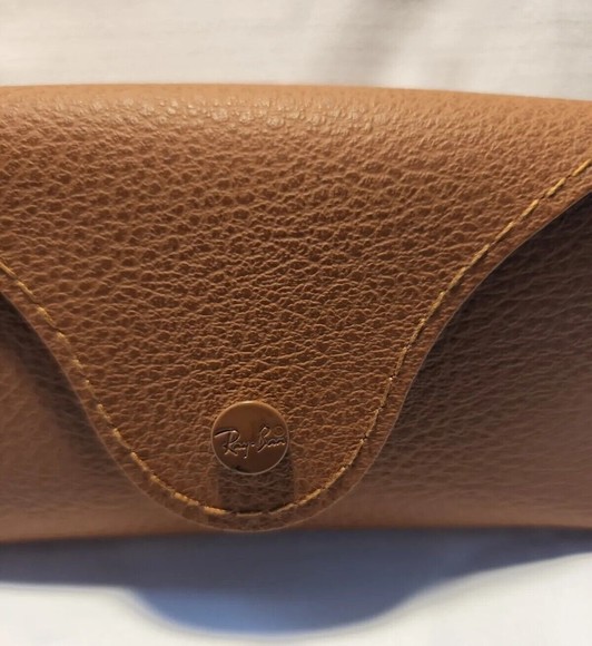 Rayban Sunglasses Eyeglasses Soft Leather Brown Case w/ Cleaning Cloth - Picture 3 of 8